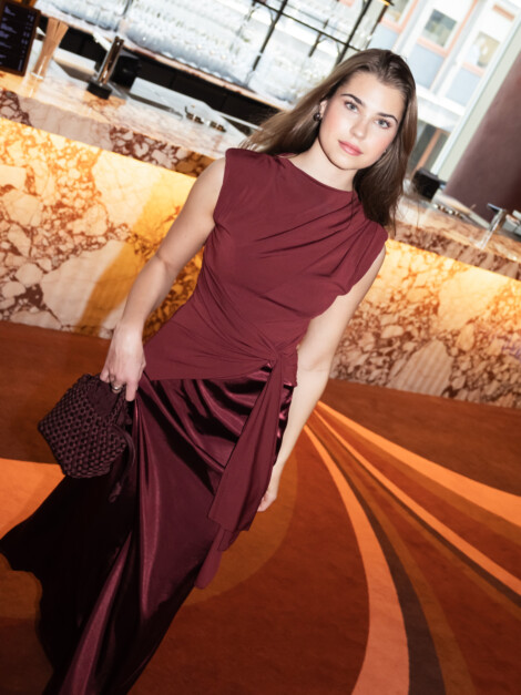 BIANCA SATEEN DRESS BURGUNDY