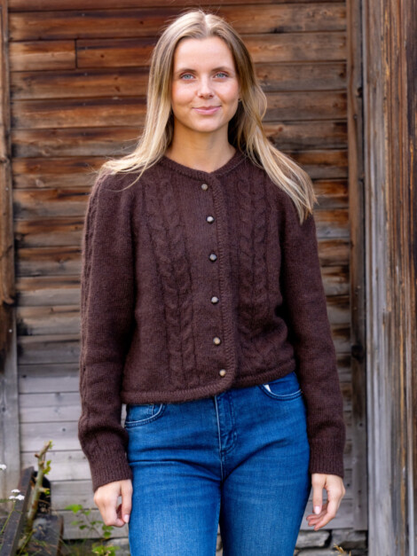 DEAR DHARMA EDGE CARDIGAN DARK BROWN