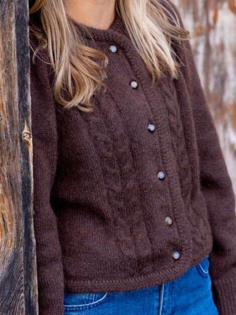 DEAR DHARMA EDGE CARDIGAN DARK BROWN