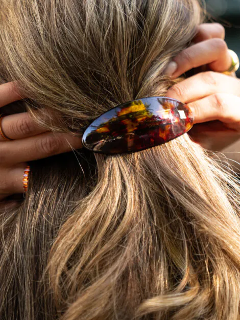 OVAL BARRETTE CLIP BROWN TORTOISE