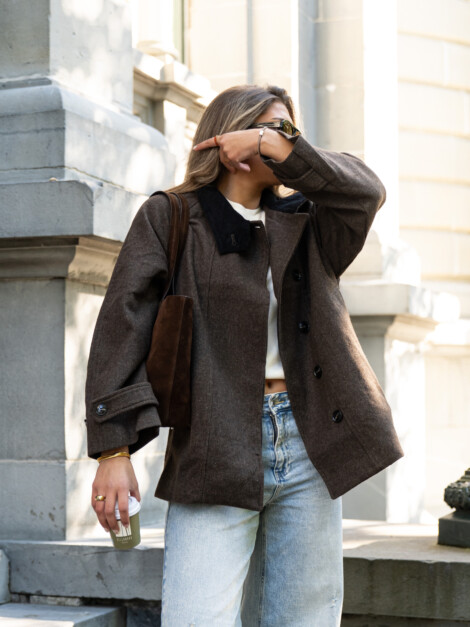 MARIEL MINI CHECK JACKET BROWN