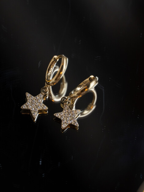 STAR HOOP GOLD W/CRYSTALS