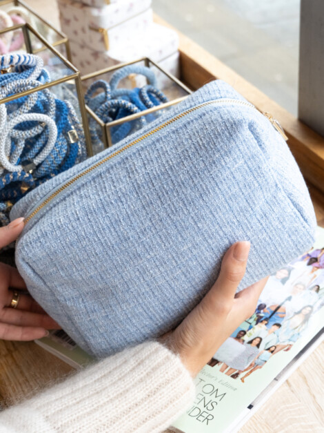 TWEED MAKE-UP POUCH LARGE COOL BLUE