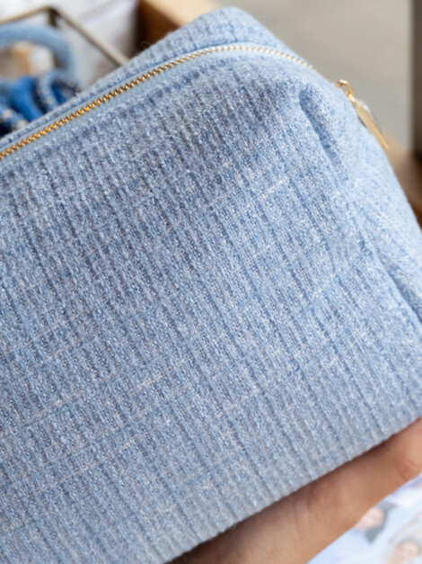 TWEED MAKE-UP POUCH LARGE COOL BLUE