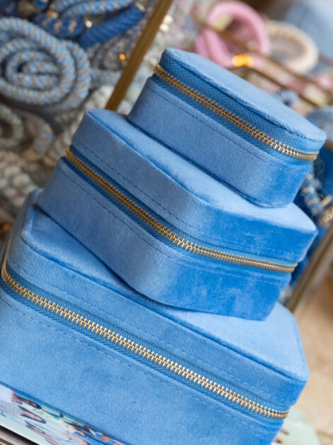 VELVET JEWELLERY BOX IBIZA BLUE
