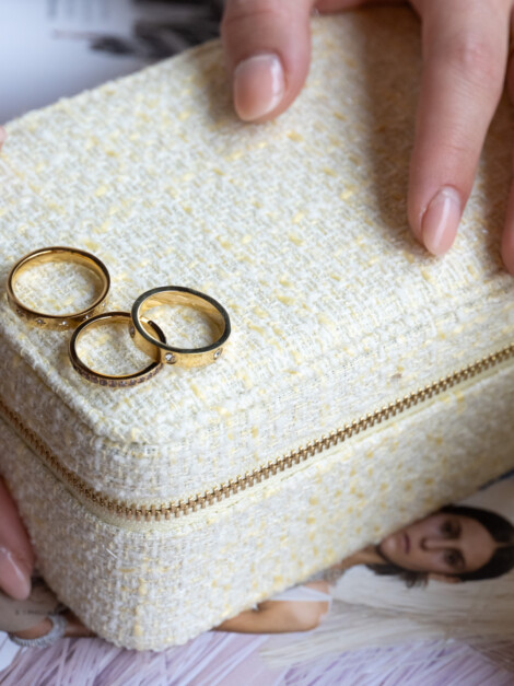 TWEED JEWELLERY BOX PALE YELLOW