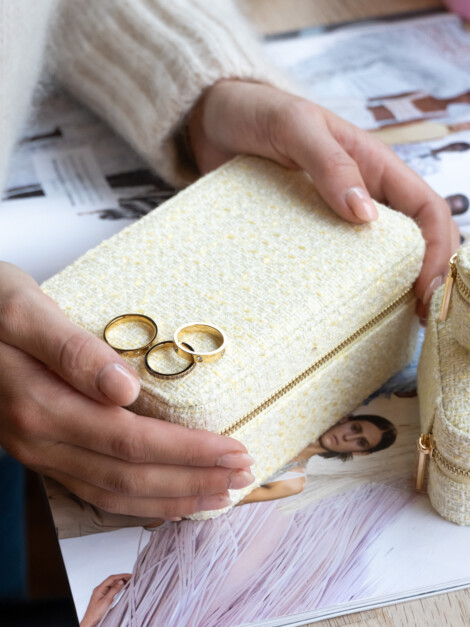 TWEED JEWELLERY BOX PALE YELLOW