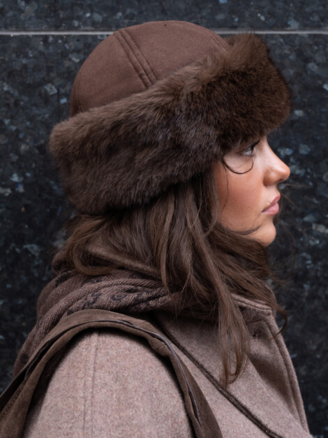 NAPPI FAUX FUR HAT BROWN