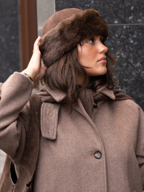 NAPPI FAUX FUR HAT BROWN