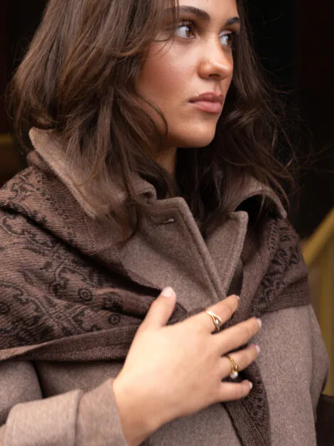 LOLANA PAISLEY KNIT SCARF BROWN MELANGE