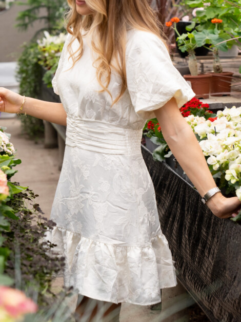 SULLI JACQUARD DRESS CREME