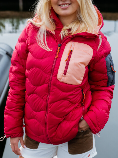 W HELIUM UTILITY DOWN HOOD JACKET TECH BURGUNDY