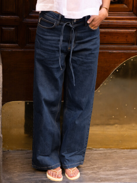 ISOLDE MD SOLID PANTS DISTRESSED BLUE