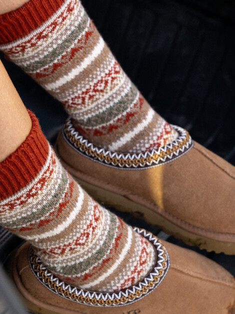SKAUEN MID CALF SOCKS BURNT RED