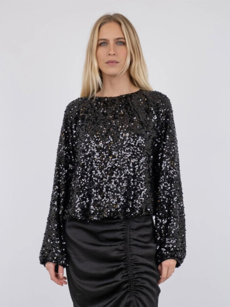Iris fall sequins blouse black