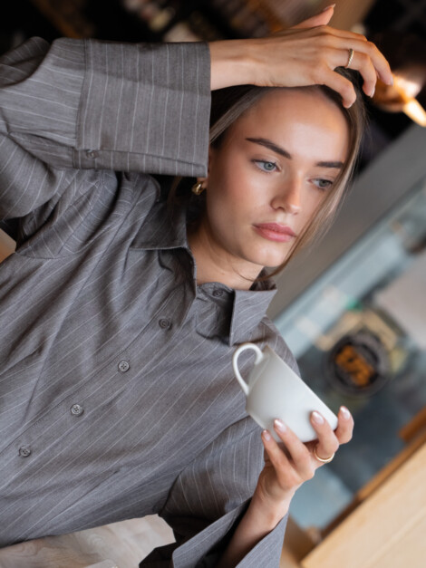 ROSA PINSTRIPE MELANGE SHIRT DUSTY BROWN