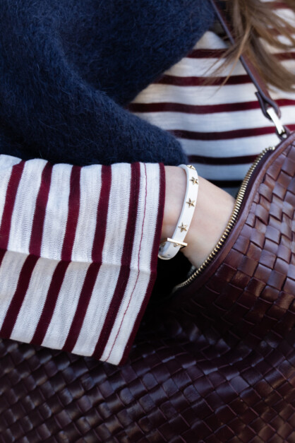 LEATHER STAR STUD BRACELET MINI WHITE