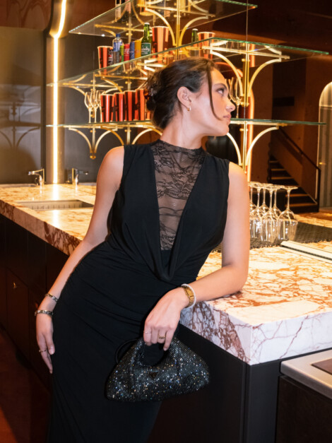 AMALIA LACE LONG DRESS BLACK
