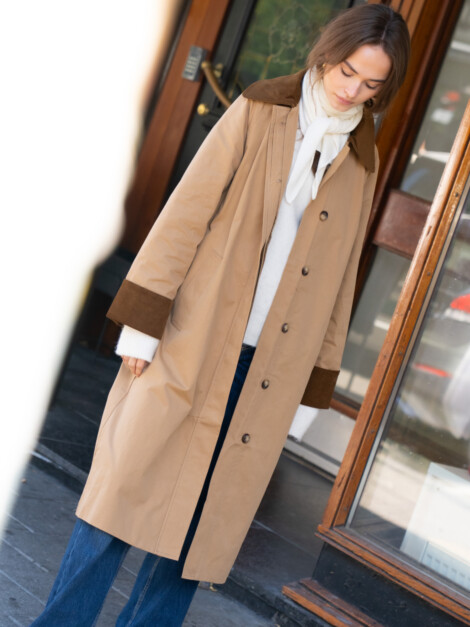 ANNELI CORD COAT DARK TAN