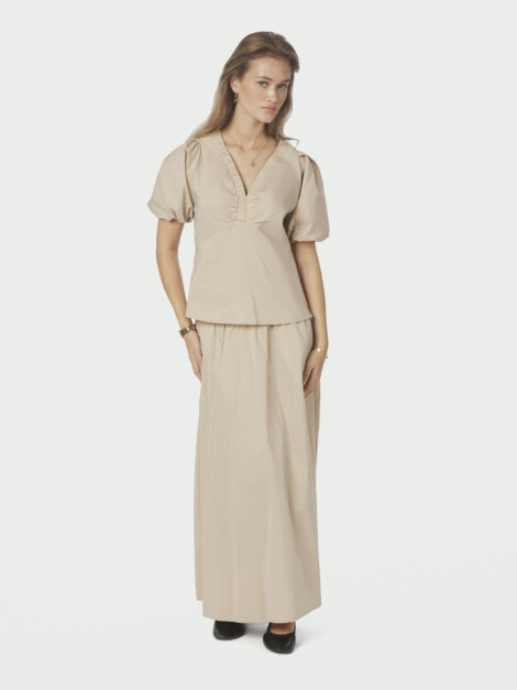 YARA LONG POPLIN SKIRT DARK SAND