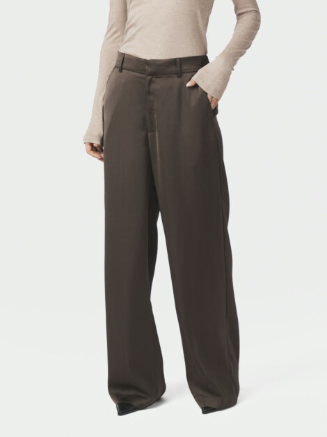 EMMETT HEAVY SATEEN PANTS DARK BROWN