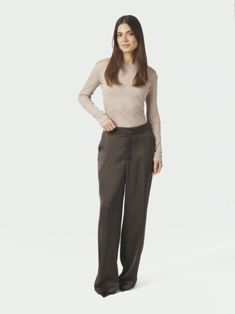 EMMETT HEAVY SATEEN PANTS DARK BROWN