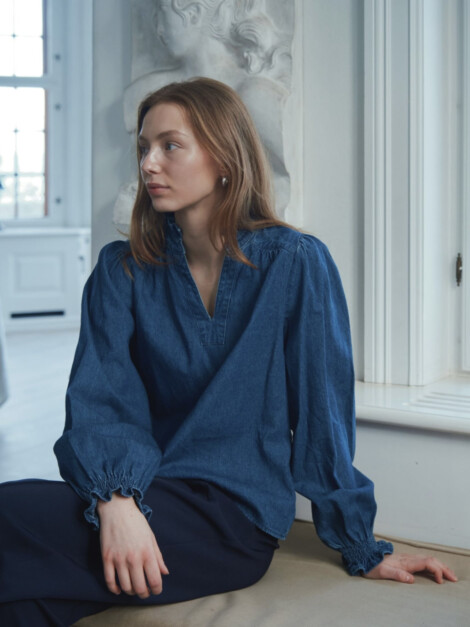 EMMELINE DENIM BLOUSE DARK BLUE