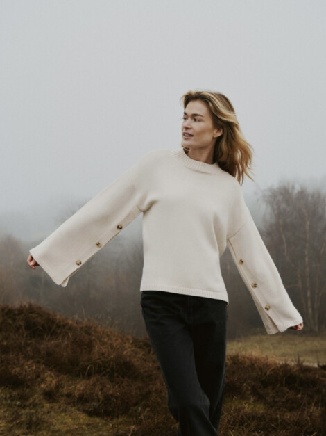 NELLO BUTTON KNIT BLOUSE IVORY