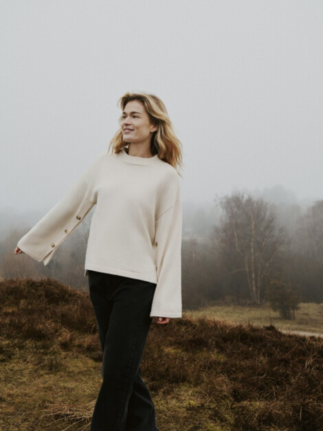 NELLO BUTTON KNIT BLOUSE IVORY