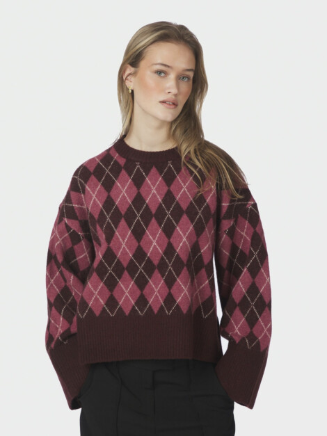 KICK CHECK KNIT BLOUSE WINE
