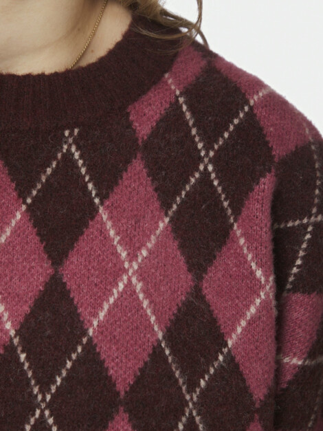 KICK CHECK KNIT BLOUSE WINE
