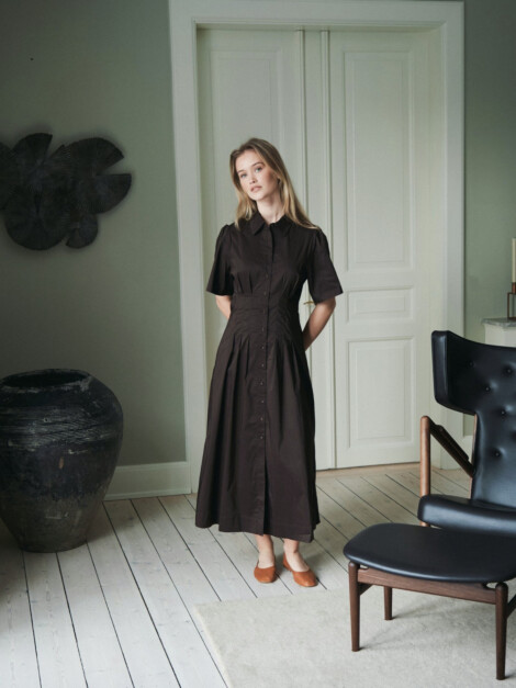 BAIA POPLIN DRESS CHOCOLATE BROWN