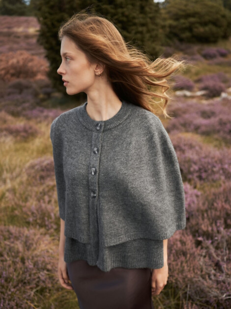 JOSEI DOUBLE KNIT CAPE GREY