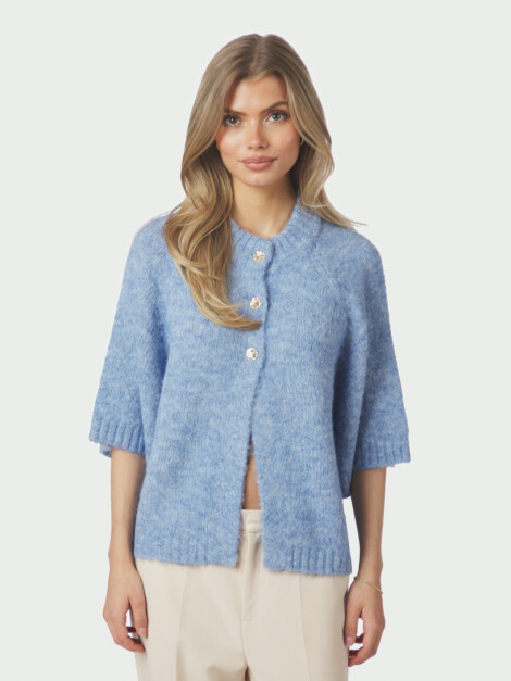 BENUTA FLUFFY KNIT CARDIGAN DUSTY BLUE