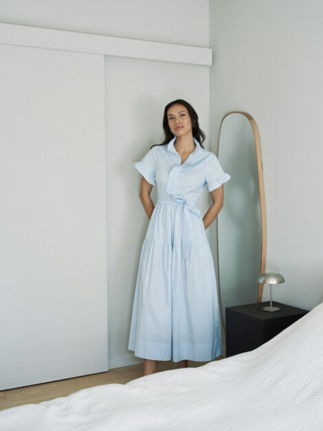 NELLIE SOFT STRIPE DRESS LIGHT BLUE