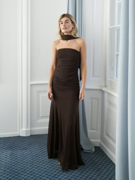MISI MESH DRESS BROWN