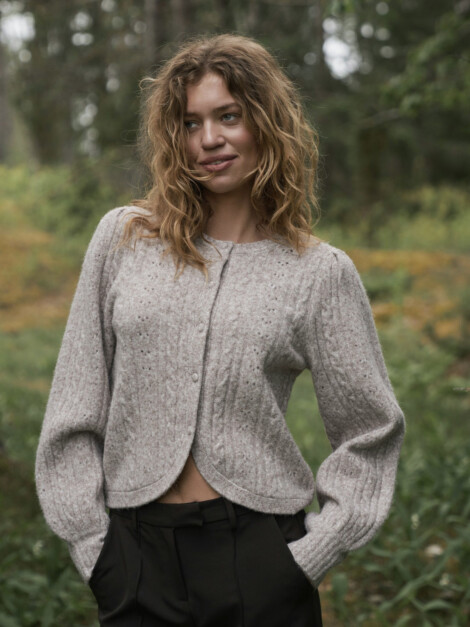 KOTEAS CABLE KNIT CARDIGAN BEIGE MELANGE