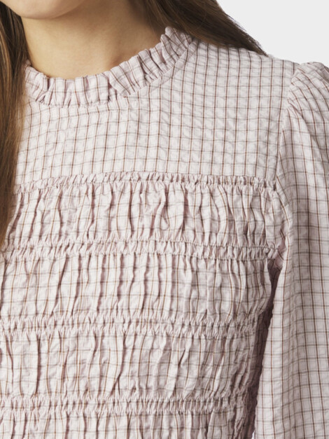 POSSA MINI CHECK BLOUSE LIGHT PINK