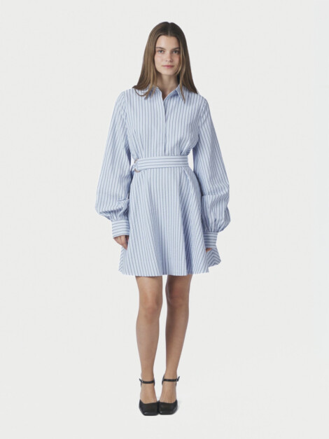 FELICE STRIPE CREPE DRESS BLUE