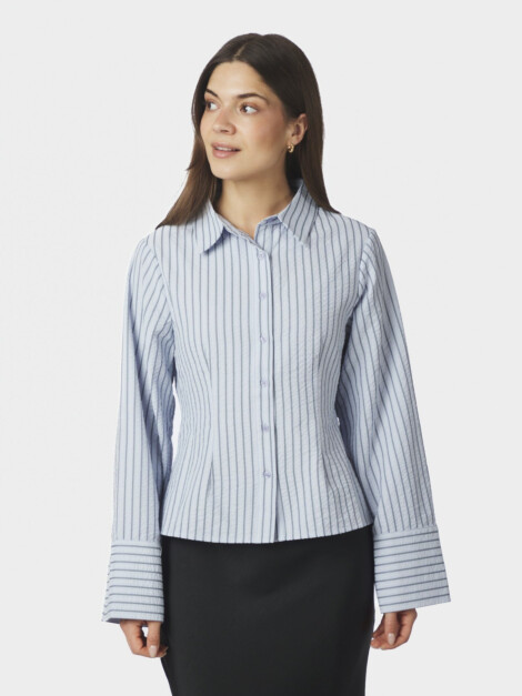 ROSA STRIPED CREPE SHIRT BLUE