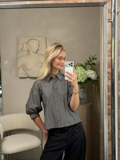 ETTA STRIPE B SHIRT DARK GREY
