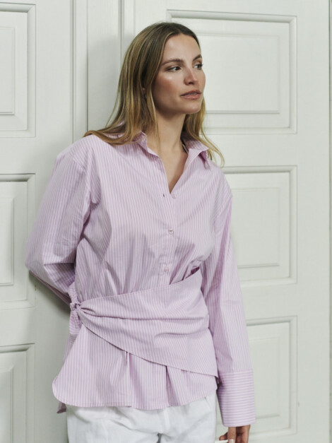 DITA SCARF STRIPE SHIRT LIGHT PINK