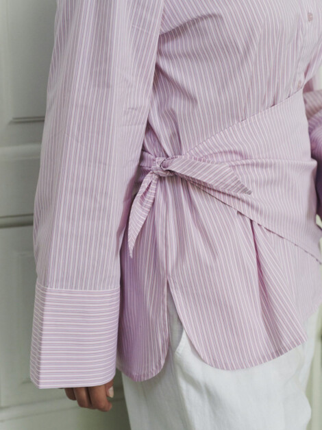 DITA SCARF STRIPE SHIRT LIGHT PINK