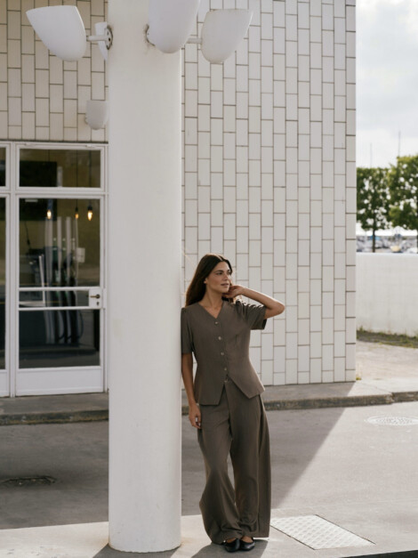 ESSIALL PINSTRIPE PANTS TAUPE
