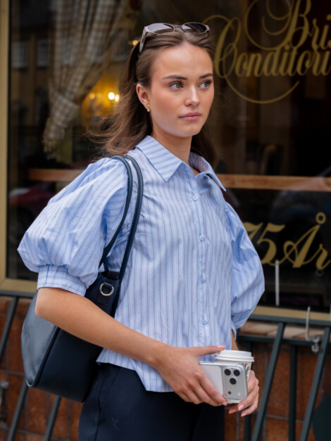 ETTA STRIPE STONE SHIRT LIGHT BLUE