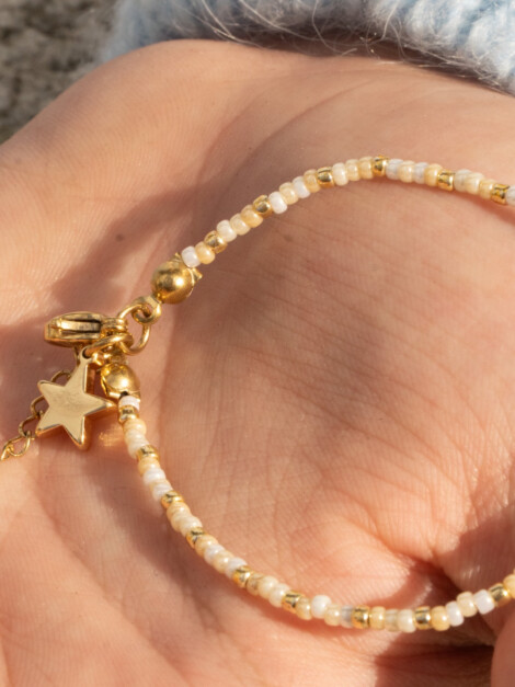 GLASS BEAD BRACELET VANILLA MIX