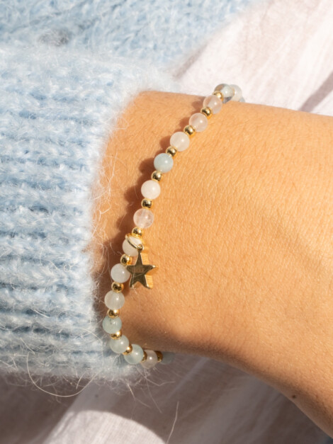 STONE BEAD BRACELET AQUAMARINE MIX