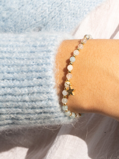 STONE BEAD BRACELET AQUAMARINE MIX