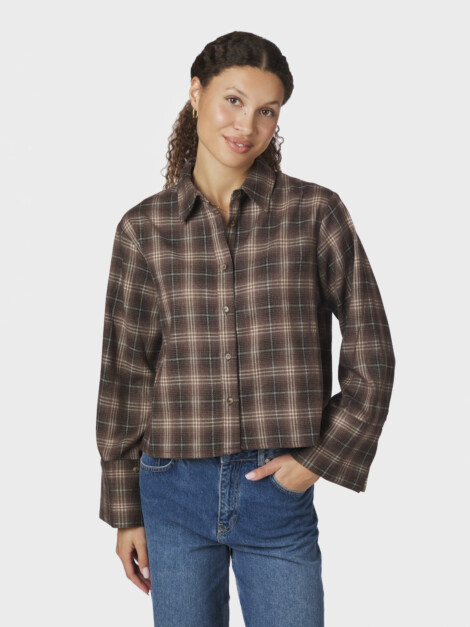 JAYLIN FLANNEL CHECK SHIRT DARK TAUPE