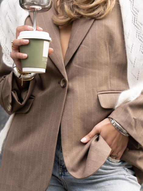 GABY PINSTRIPE BLAZER TAUPE